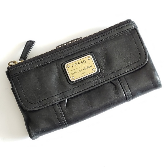 Fossil Black Leather Wallet - Picture 1 of 7